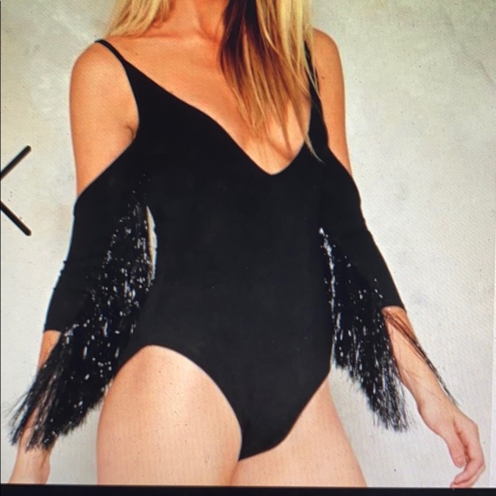 NWT Nasty Gal Tinsel Fringe Bodysuit